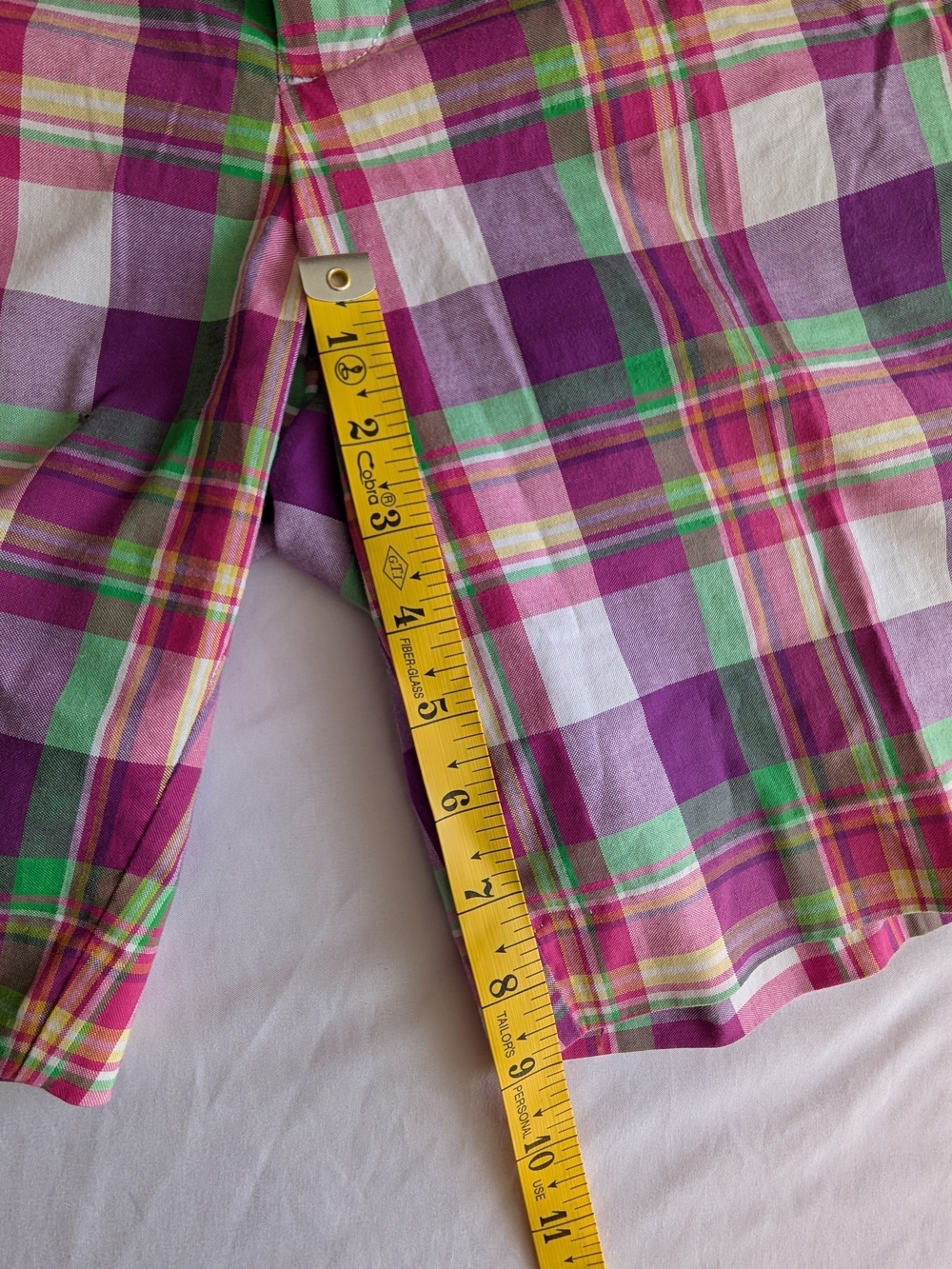 Lauren Ralph Lauren Plaid Cotton Shorts - Pink, Purple, Green - Picture 9 of 9